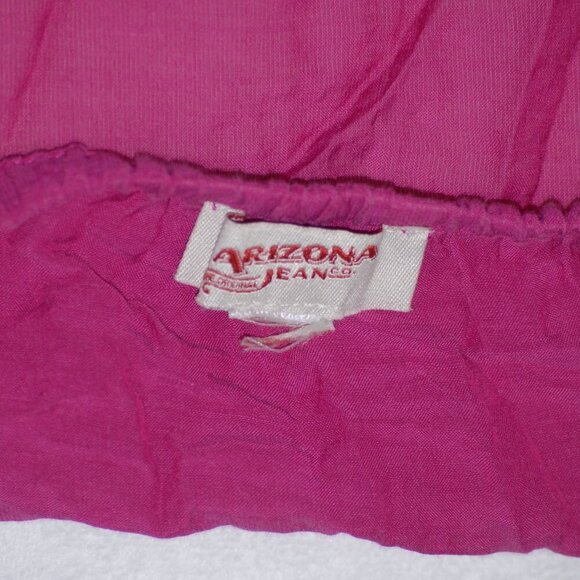 BOHO Shirt Sheer Textured Arizona Jean Co Womens Large Fuchsia Pink Crochet - Picture 5 of 5